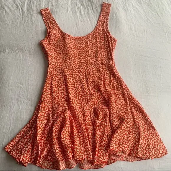 Doen Porto Floral Viscose Sleeveless A Line Mini Dress Orange Hillside Bloom - Picture 10 of 13